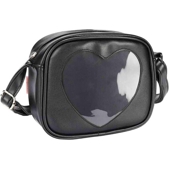 Women Black Ita Bag Crossbody Cat Small Ita Purse Pin Display Bag with Insert - Picture 1 of 7